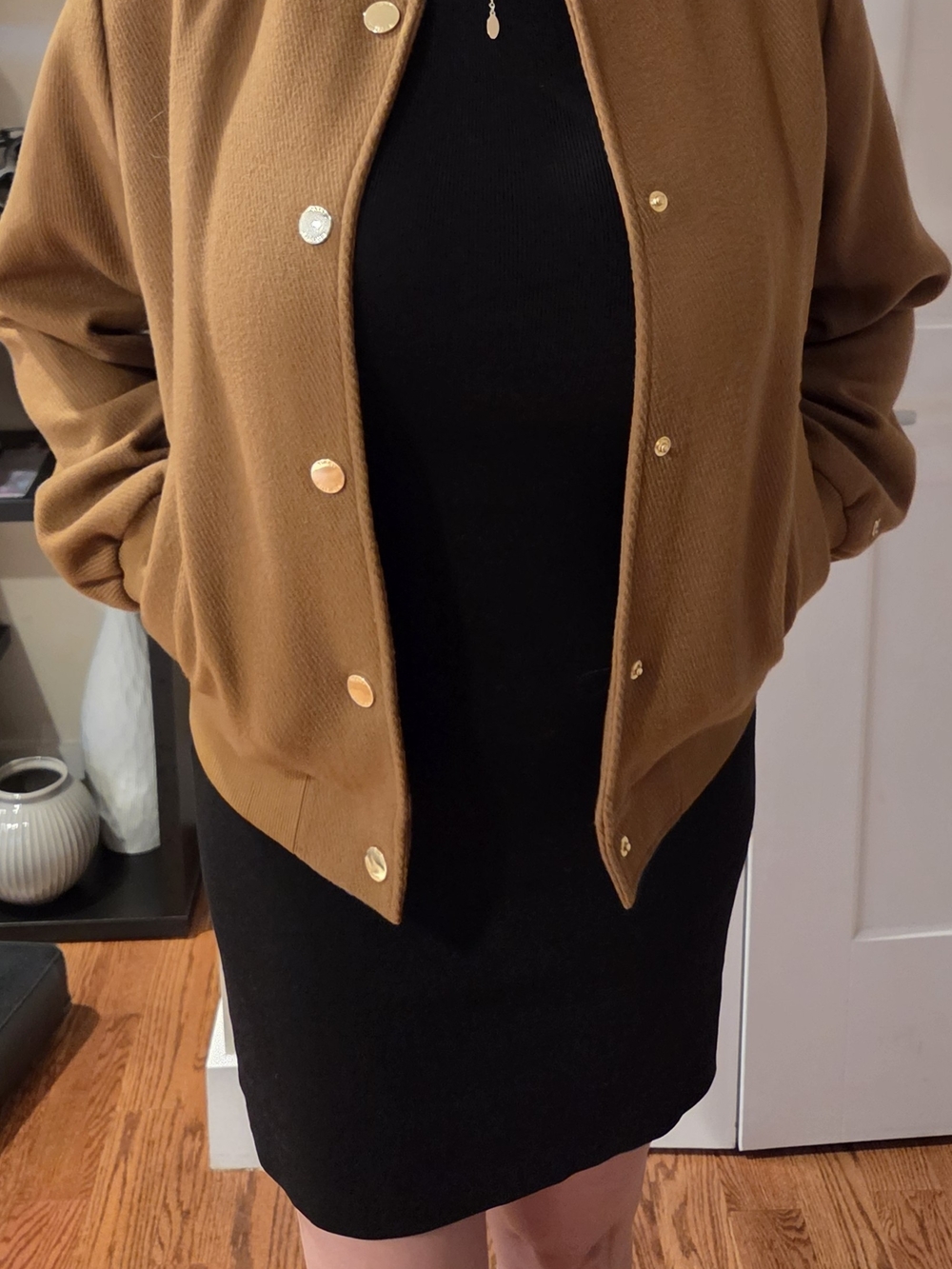 Tommy Hilfiger Brown Bomber Jacket with Gold-Tone Snaps